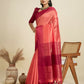 Vishnu Weaves Women's Gajri Raw Silk Thread Woven Saree with Blouse - Swadesiicart