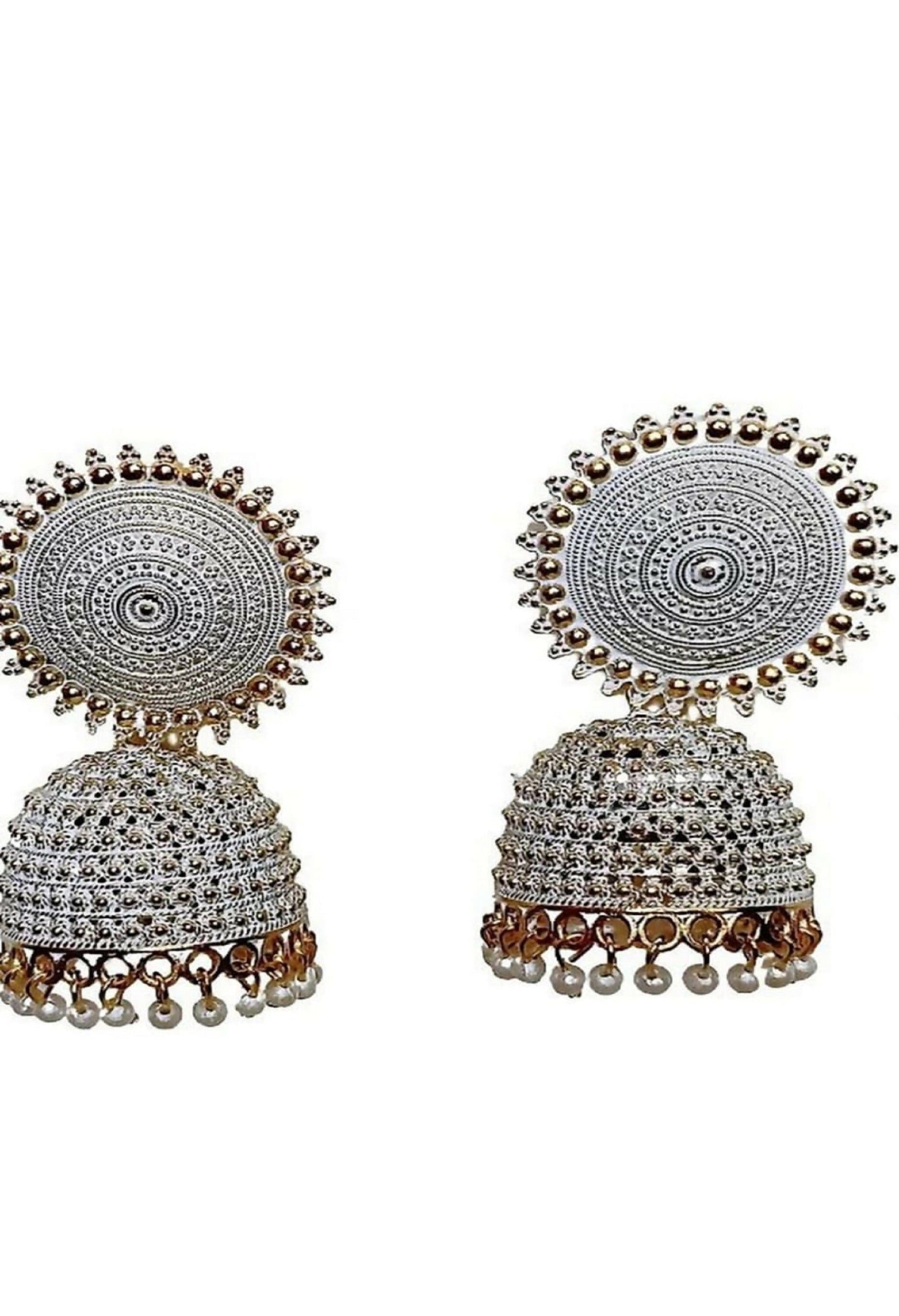 Mominos Fashion Joharkamal Gold-Polished Meenakari Jhumkas For Women & Girls (Grey) - Mominos Fashion
