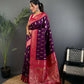 Joban Fashion Banarasi Purple Woven Butti Soft Silk Saree | Swadesiicart
