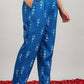 Aavyora Women's Blue Ikat Printed Ethnic Co-ord Set - Swadesiicart