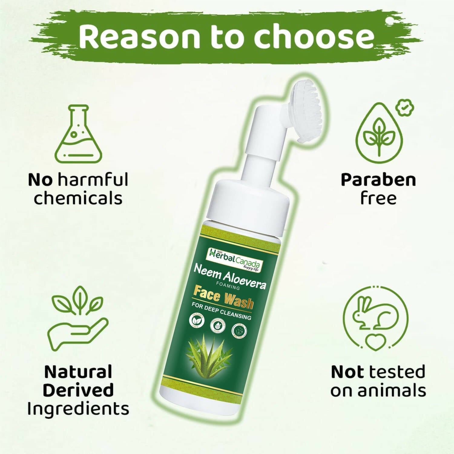 Herbal Canada Neem Aloe Vera Foaming Face Wash | Swadesiicart