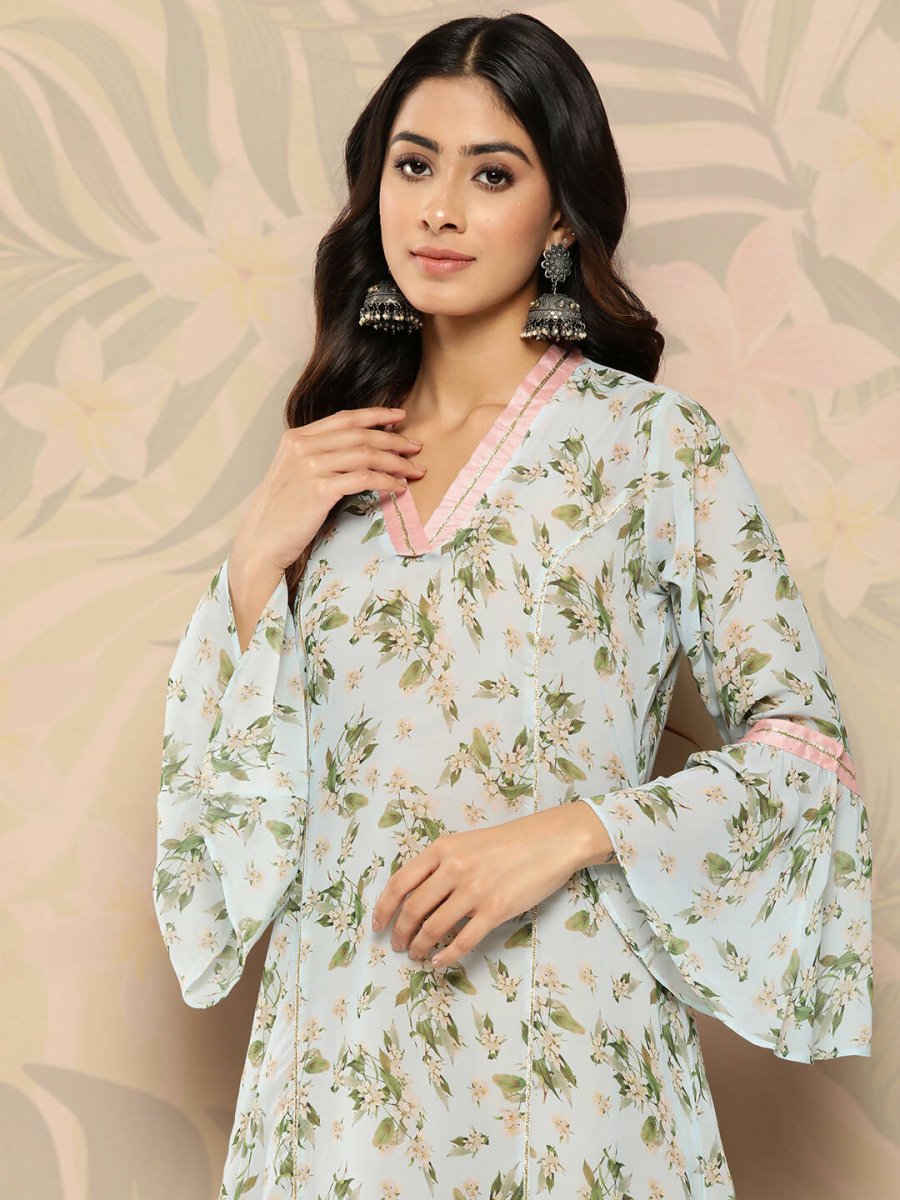 Ahalyaa Women's Traditional wear Kurta - Sky Blue | Swadesiicart