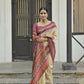 Vishnu Weaves Women's Chiku Handloom Raw Silk Saree with Blouse - Swadesiicart