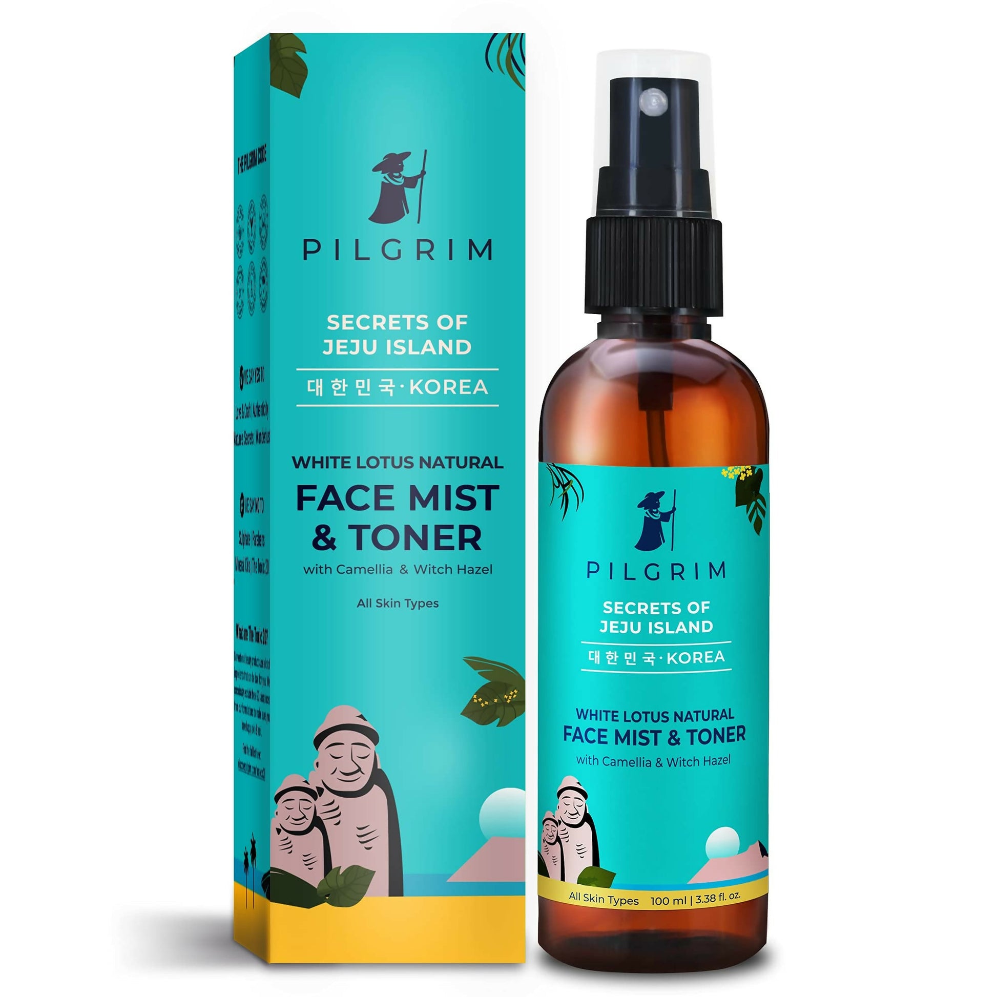 Pilgrim Korean Beauty White Lotus Refreshing Face Mist & Toner With Camellia & Witch Hazel For Glowing Skin - Pilgrim