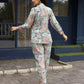 Pink & Blue Rayon Paisley Printed Top with Matching Bottom - Eesha - Swadesiicart
