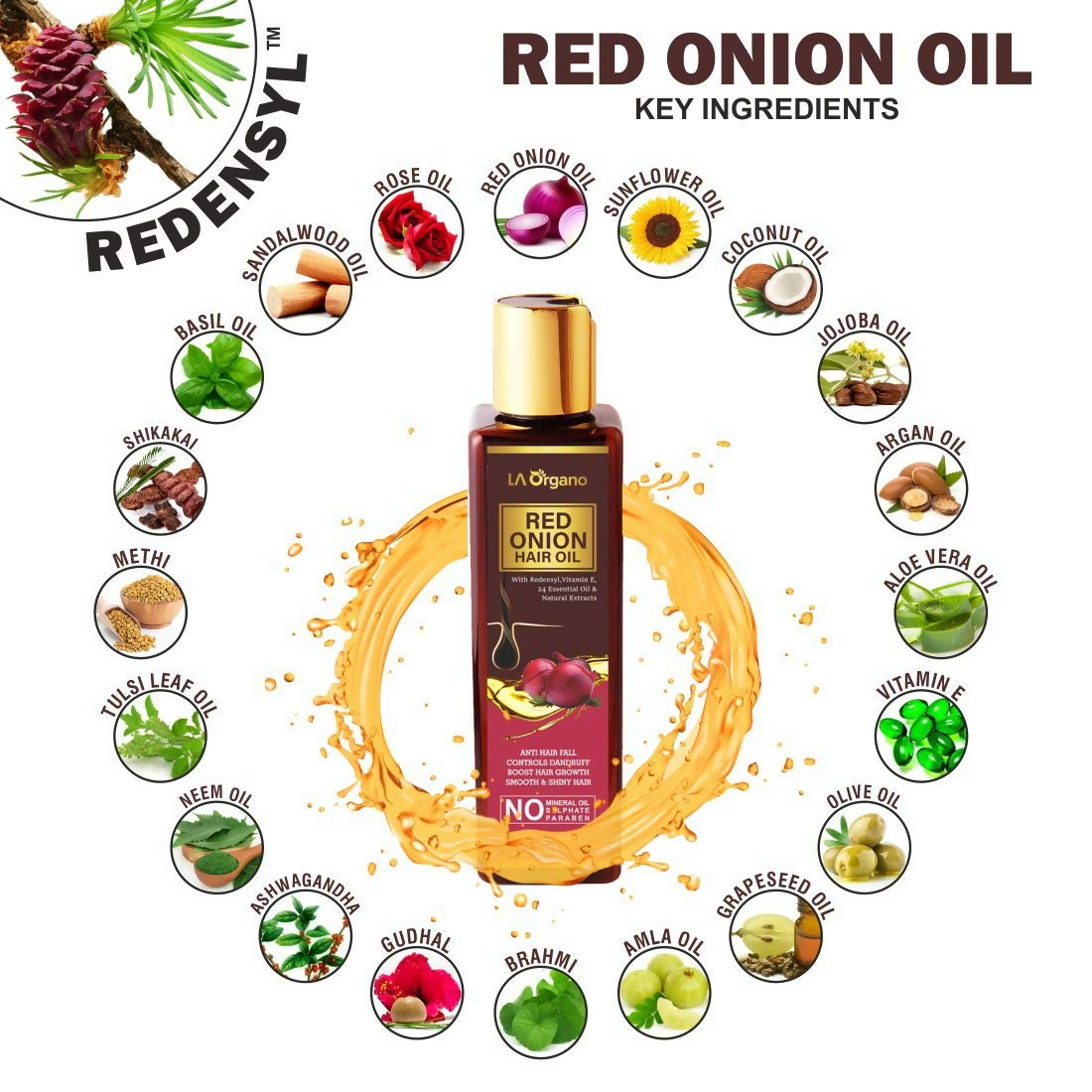 LA Organo Red Onion Hair Oil | Swadesiicart