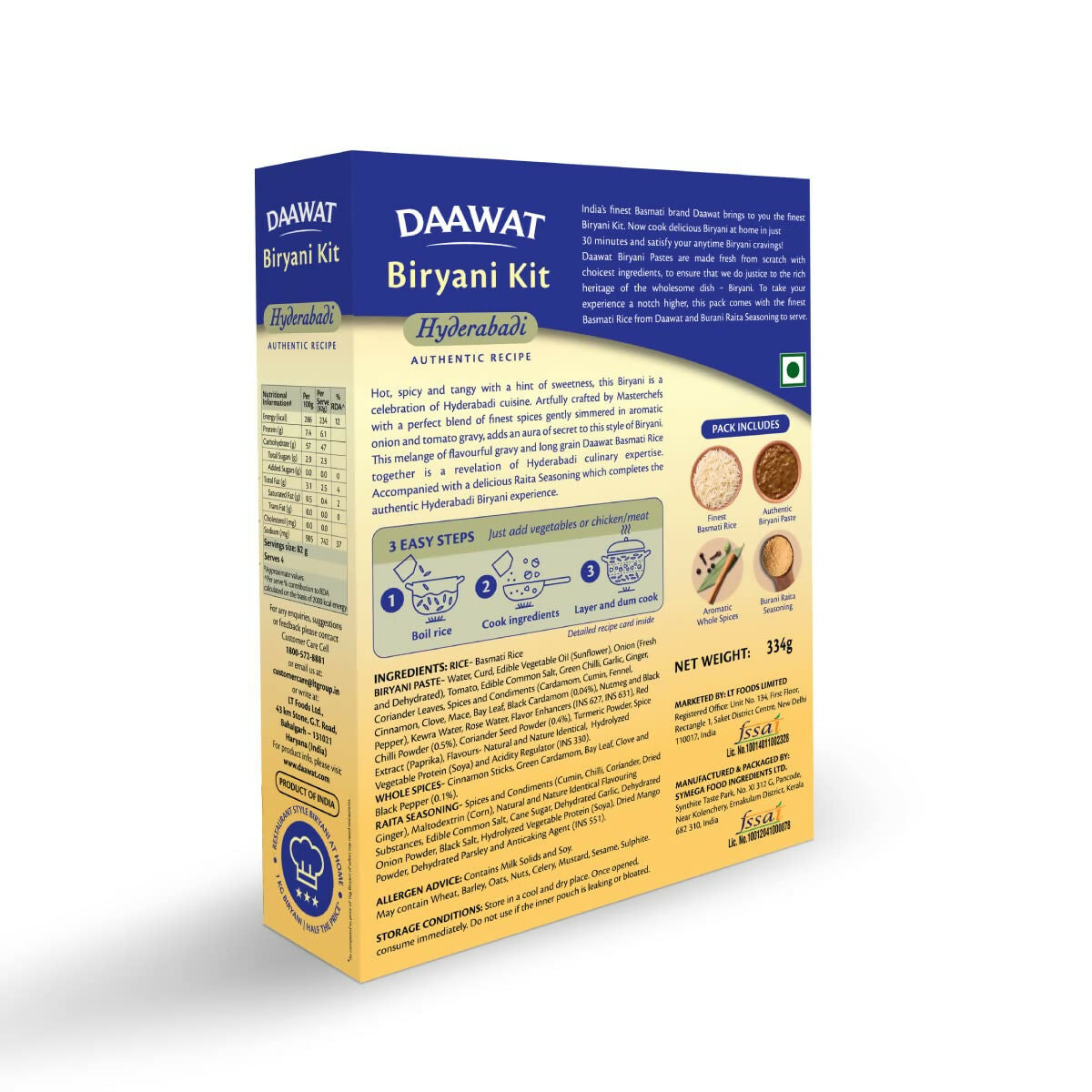 Daawat Biryani Kit Hyderabadi - Authentic Recipe - Swadesiicart