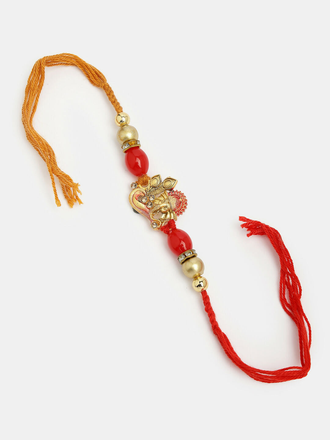 NVR Men Set of 4 Multicolor Stone-Studded Ganesh Rakhi With Roli Chawal | Swadesiicart