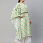 Ahalyaa Women Green Crepe Digital Printed Flared Sleeve Kaftan Kurta | Swadesiicart