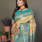 Aastha Fashion Cream Tissue Silk Paithani Woven Saree