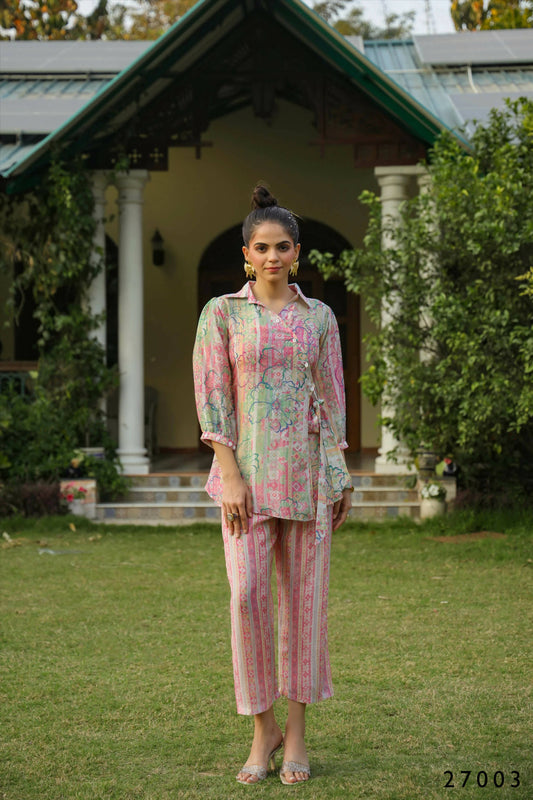 Women's Casual Fashionable Multi Mull Cotton co-ord set - Anya - Swadesiicart
