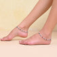 VOJ Set of 2 Silver Plated Heart Shaped Multi Color Anklet - Swadesiicart