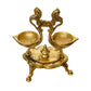 eCraftIndia Gold Toned Parrot Design Brass Handcrafted Diya With Stand | Swadesiicart