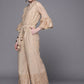 Ahalyaa Beige & Golden Printed Basic Jumpsuit - Swadesiicart