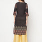 Aniyah Black Color Cotton Block Print Straight Kurta - Swadesiicart