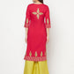 Aniyah Cotton Block Print Fuchsia Color Straight Kurta - Swadesiicart