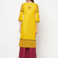 Aniyah Mustard Cotton Block Print Straight Kurta - Swadesiicart