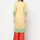 Aniyah Rayon Digital Screen Print Golden Beige Straight Kurta - Swadesiicart