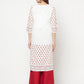 Aniyah Rayon Digital Screen Print White And Red Straight Kurta - Swadesiicart