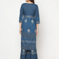 Aniyah Rayon Block Print Straight Blue Kurta - Swadesiicart