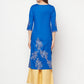 Aniyah Cotton Foil Print Royal Blue Straight Kurta - Swadesiicart