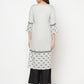 Aniyah Rayon Screen Print Light Grey Straight Kurta - Swadesiicart