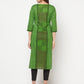 Aniyah Cotton Block Print Green Straight Kurta - Swadesiicart