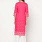 Aniyah Rayon Screen Print Fuchsia Straight Kurta - Swadesiicart