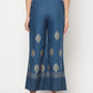 Aniyah Rayon Block Print Flared Slip-on Blue Palazzo