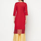 Aniyah Cotton Foil Print Maroon Straight Kurta - Swadesiicart