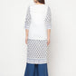 Aniyah Rayon Digital Screen Print White Straight Kurta - Swadesiicart