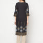 Aniyah Rayon Screen Print Black Straight Kurta - Swadesiicart
