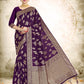 Vardha Wine Purple Woven Banarasi Saree | Swadesiicart