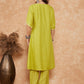 InWeave Women's Pear Green Solid Lace Work Kimono Sleeve Kurta Set - Swadesiicart