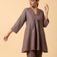 trueBrowns Cotton Linen Burnt Brown Pleated Co-Ord Set - Swadesiicart