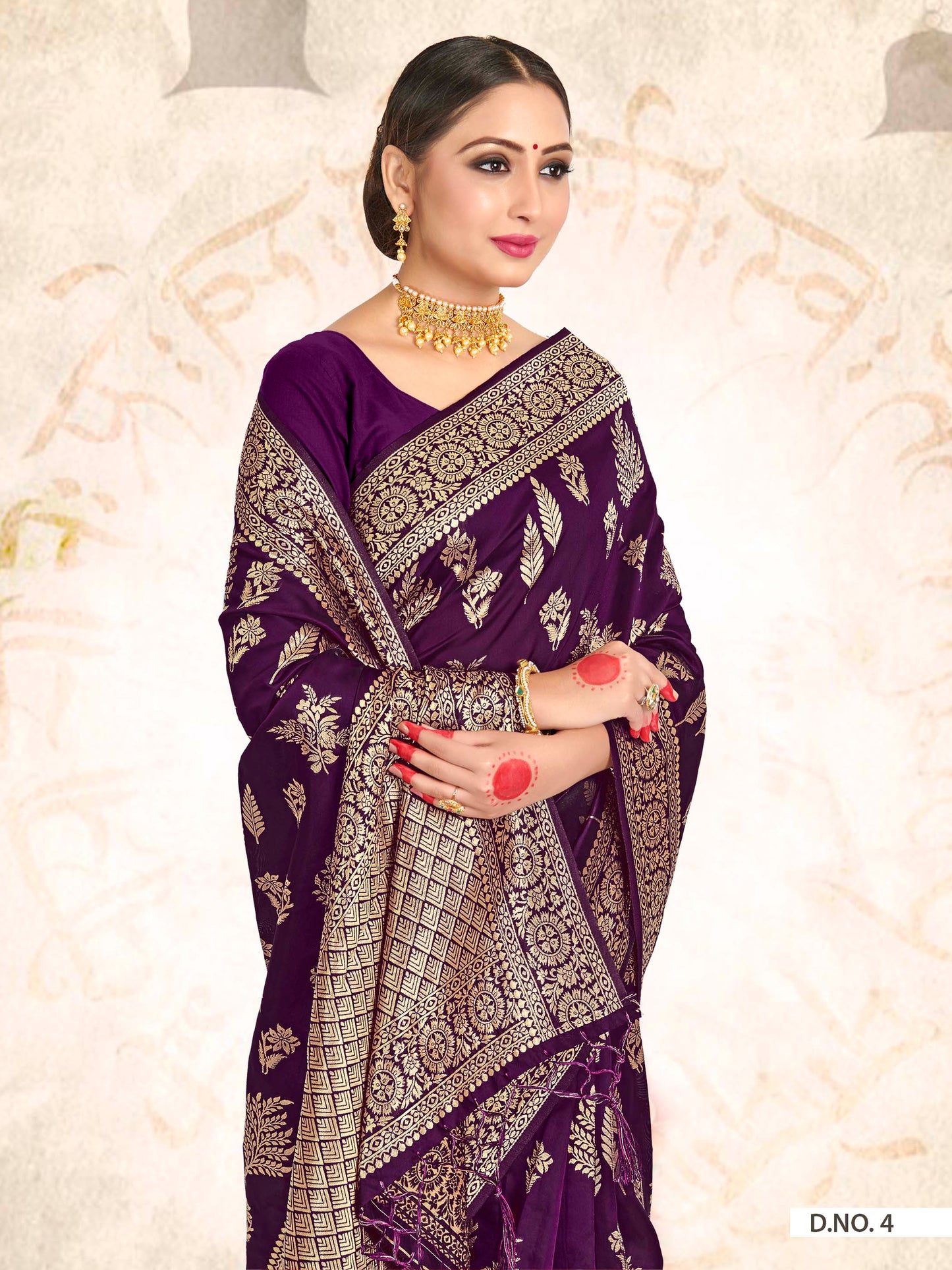 Vardha Wine Purple Woven Banarasi Saree | Swadesiicart