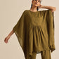 trueBrowns Olive Green Texture Doddy Kaftan Gathered Co-Ord Set - Swadesiicart