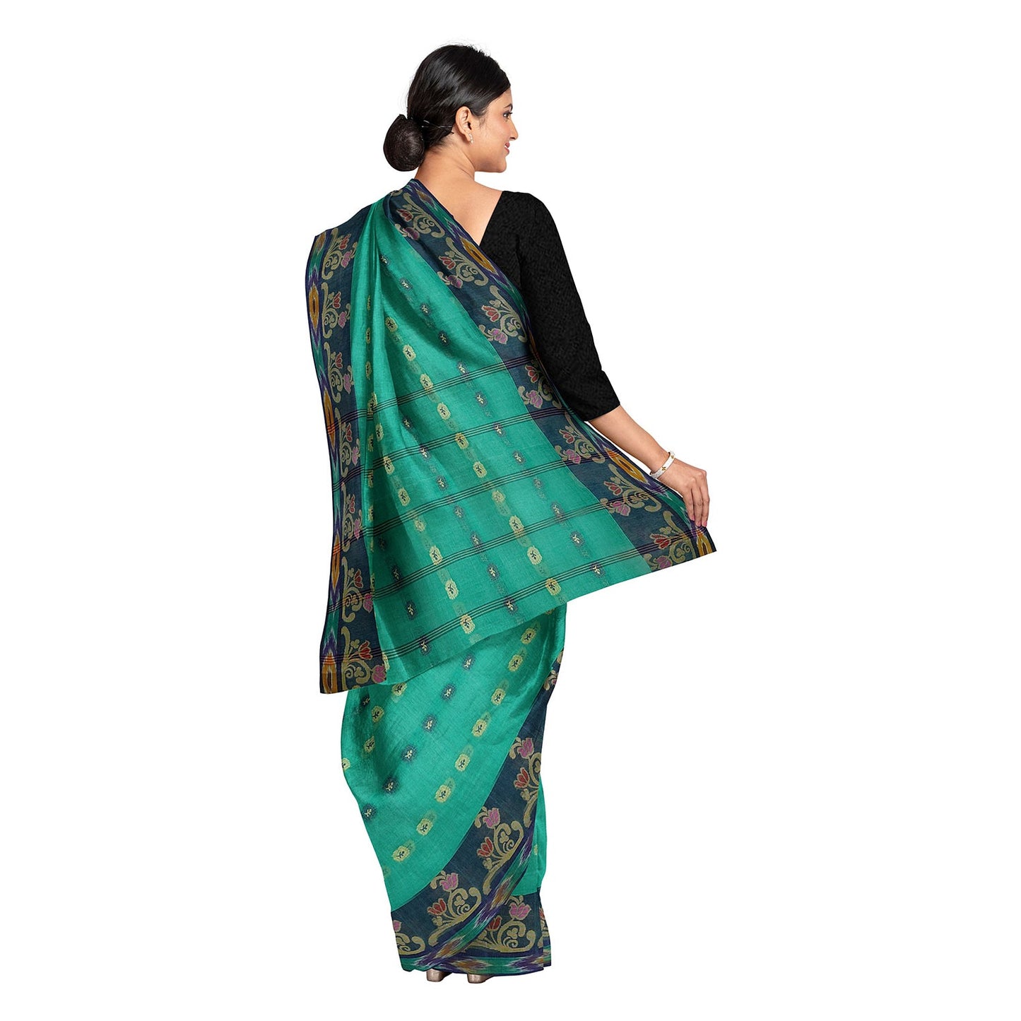 Exclusive Collection 100% Pure Cotton Green Tant Saree With Hand Weaving Work - Swadesiicart