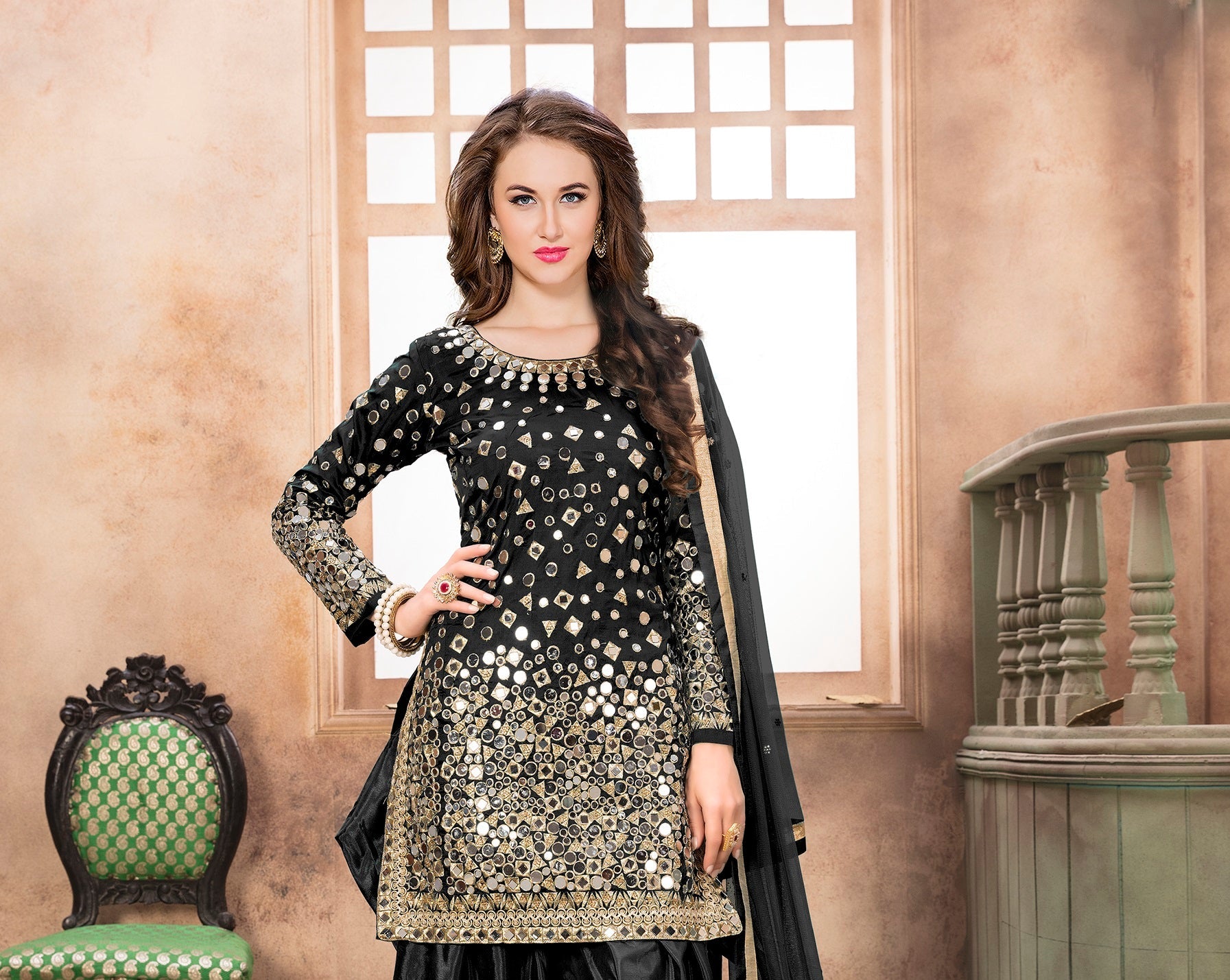 Anaita Black Embroidered Tapeta Silk Salwar Suit
