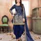 Anaita Navy Blue Embroidered Tapeta Silk Salwar Suit