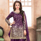 Anaita Purple Embroidered Tapeta Silk Salwar Suit