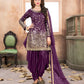 Anaita Purple Embroidered Tapeta Silk Salwar Suit