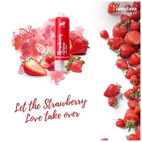 Himalaya Strawberry Shine Lip Care | Fruity Tinted Lip Balm for Glossy, Nourished Lips - Swadesiicart