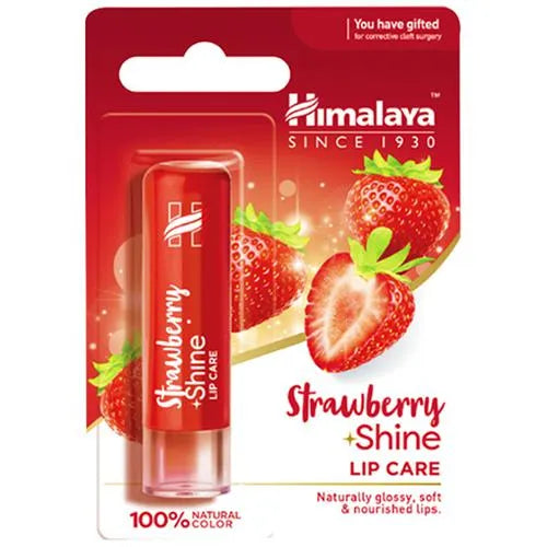 Himalaya Strawberry Shine Lip Care | Fruity Tinted Lip Balm for Glossy, Nourished Lips - Swadesiicart