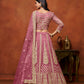 Anaita Pink Embroidered Net Designer Lehenga With Blouse