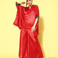 InWeave Women's Red Green Brocade Satin Boho Kurta Palazzo Set - Swadesiicart