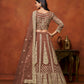 Anaita Brown Embroidered Net Designer Lehenga With Blouse