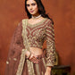 Anaita Brown Embroidered Net Designer Lehenga With Blouse