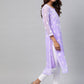 ADA Women Lavender & White Chikankari Embroidered Kurta with Trousers & Inner | Swadesiicart