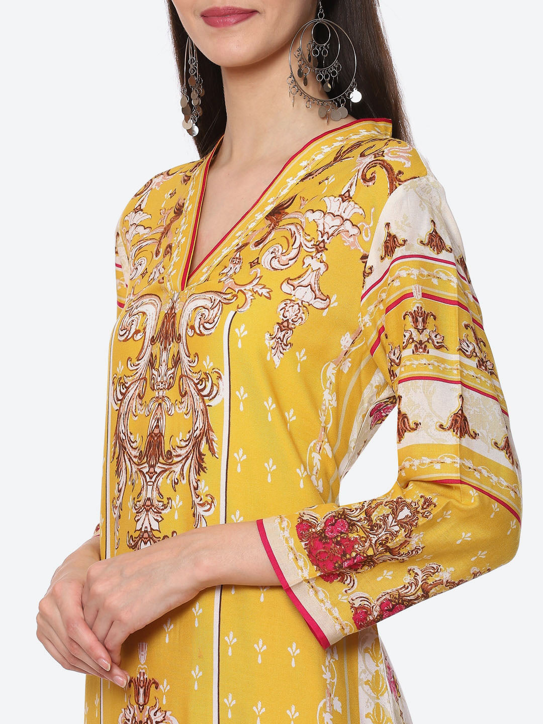 Biba Women Yellow Ethnic Motifs Printed Kurta - Swadesiicart